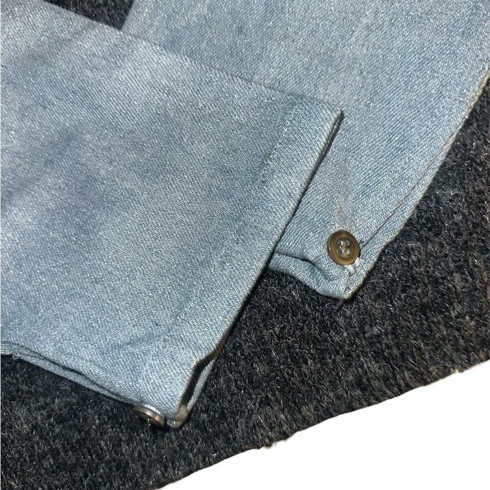 Davi and Dani Gray and Blue “Mastermind” sweater with denim sleeves